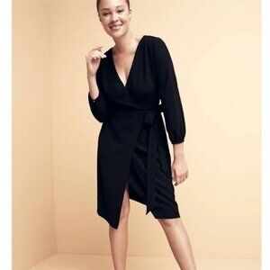 J Crew Black Crep Wrap Mini Dress 2